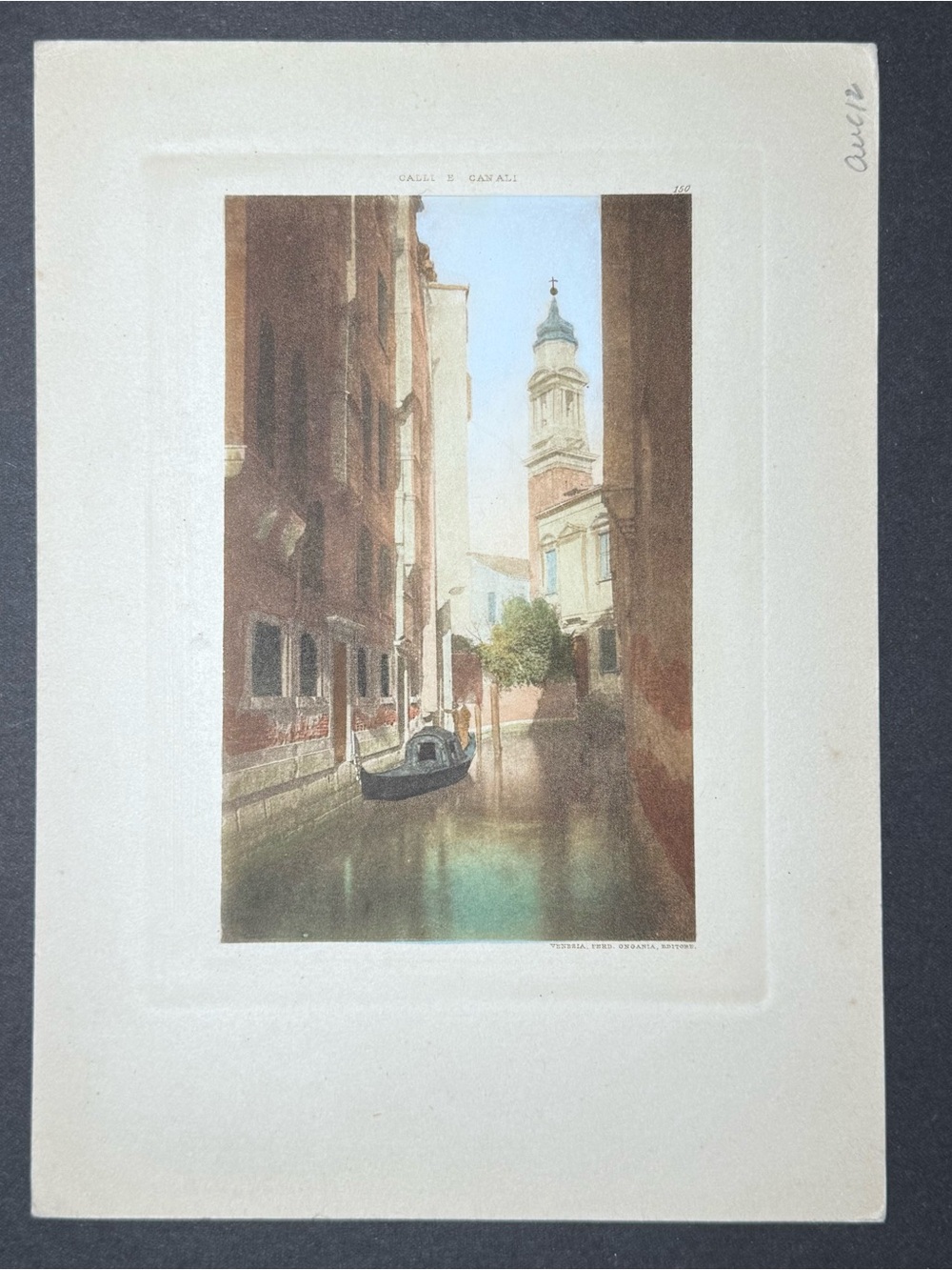 Antique Venetian Canal Art Print - Blue and Brown Tones